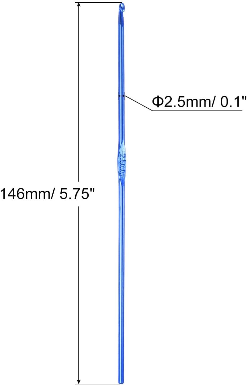 uxcell Aluminum Crochet Hook 2.5mm Knitting Needles for DIY Craft Yarn