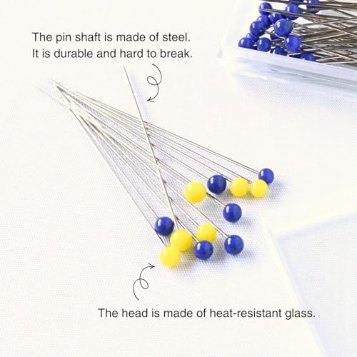 【TUKUMO】 Glass Head Pins Long 1.89 inch 50 PCS - Sewing & Quilting