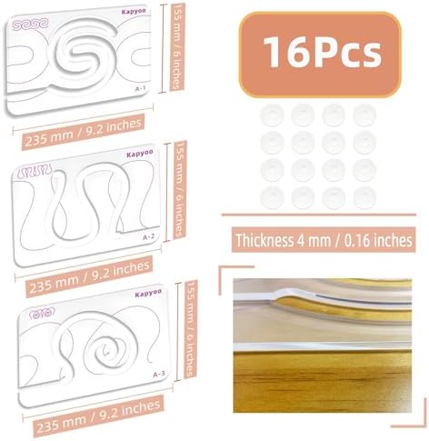 3Pcs Free Motion Quilting Templates with Non-Slip Grips, Quilting