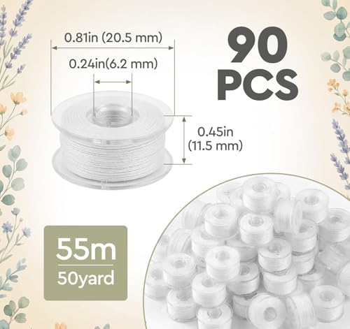 ilauke 90 Pcs White Prewound Bobbin Thread