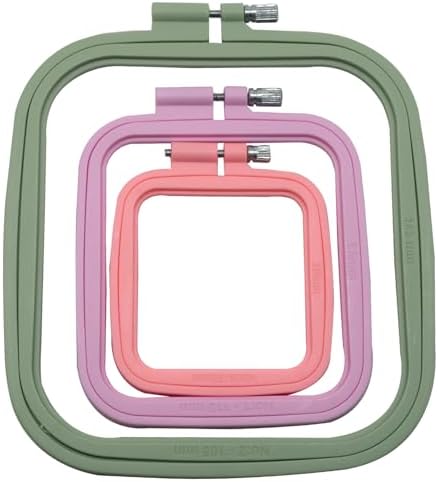 Bonsicoky Square Embroidery Hoop Set, Multicolor, 3 Piece, 3 Sizes