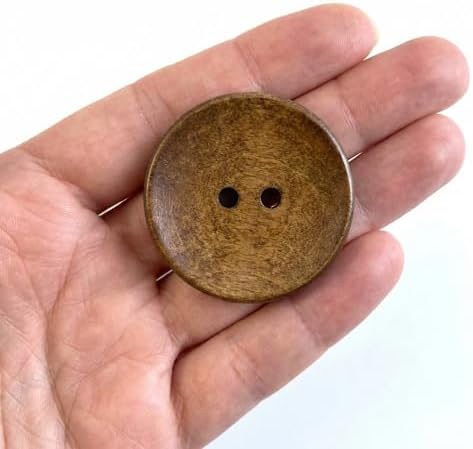 MTCELL 30 Pcs Classic 2-Hole Convex Wooden Buttons, 1.5-Inch (38mm)