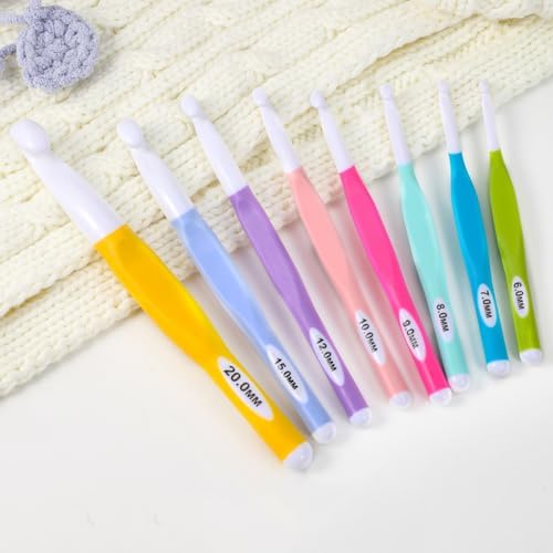 Large Sizes Crochet Hooks 4 pcs Long Crochet Needles QLRFFLJOY 6mm 7mm