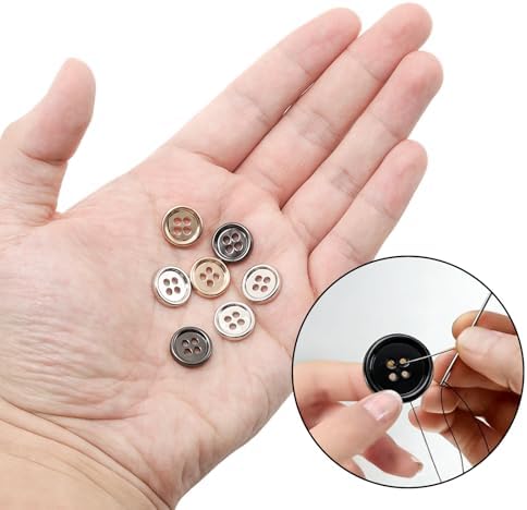 30Pcs 1/2" Metal Sewing Buttons, 12mm 4-Hole Button (3 Colors)