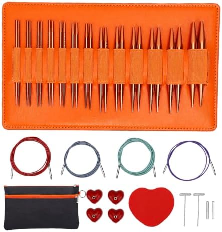 Rengue Interchangeable Knitting Needles Set, 3.0mm-10.0mm Aluminum