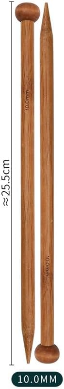 LannuMet 2 Pcs Bamboo Knitting Needles, 10mm Single Pointed Wooden