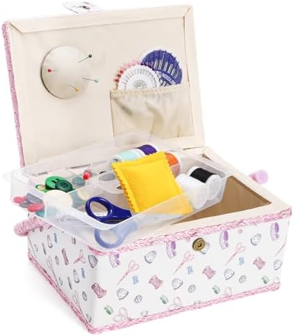 Dicunoy Sewing Box with Accessories, Large Sewing Kit Storage and