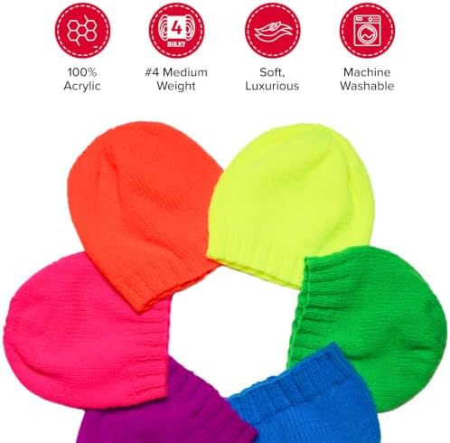 Premier Yarns Basix Worsted Neons, Medium Weight Acrylic Yarn, Ideal