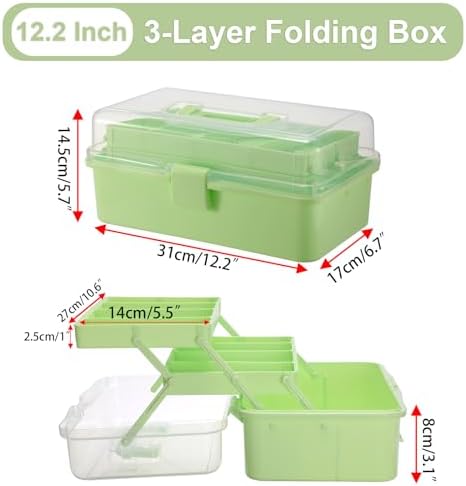 BTSKY 3-Layer Foldable Craft Organizer, Portable Tackle Box with