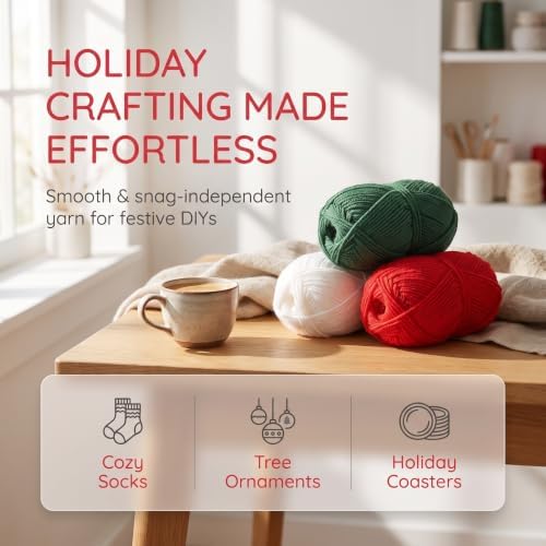 6pcs Yarn Bundle, Acrylic for Knitting and Crochet Crafts Xmas
