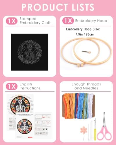 TINDTOP Embroidery Kit for Adult Beginners, Skeleton A