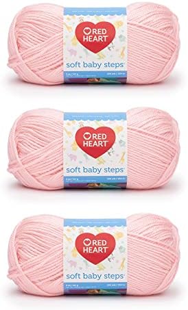 Red Heart Soft Baby Steps Yarn for Crocheting, Baby Pink, 3-Pack