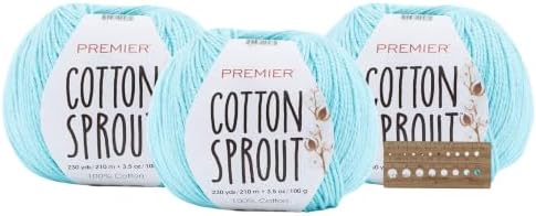 Premier Yarns Cotton Sprout DK Light 3-Pack with Gauge Tool, 100%
