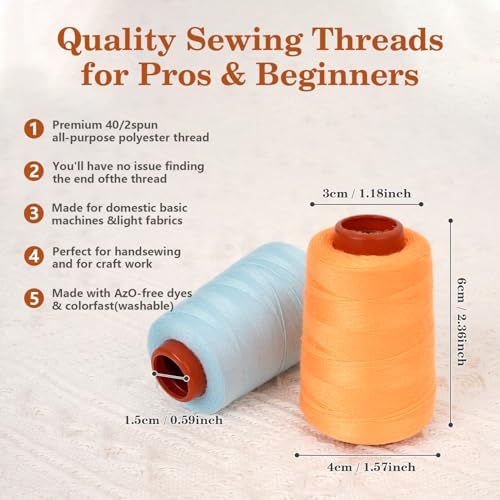 12PCS Sewing Thread Kit 30wt Spools,12 Colors,Assorted Colors Each