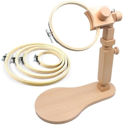 Biaungdo Adjustable Rotated Embroidery Hoop Stand with 5 Pack 5 Sizes