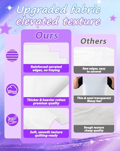 eZAKKA 50 Pack 10x10in White Cotton Squares with Overlock Edges