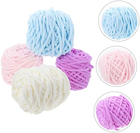 Handmade Knitting Yarn for Crochet Projects, 4 Rolls Cotton Xmas