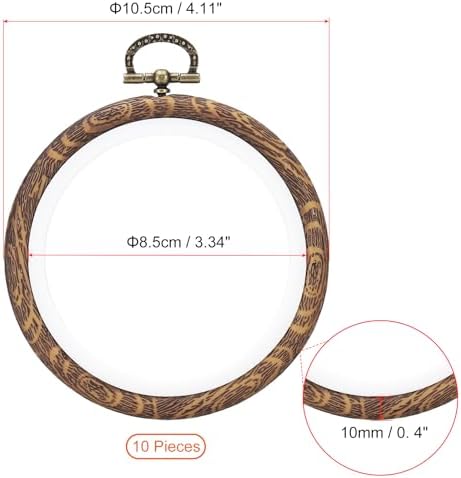 PATIKIL 3inch Embroidery Hoops, 10Pieces Imitated Wood Circle Frame