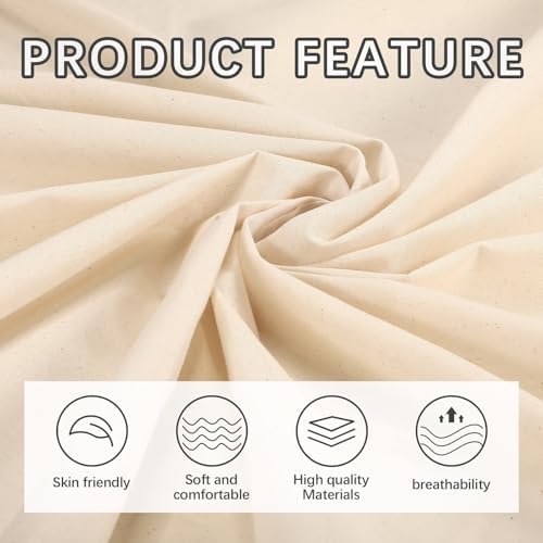 2 Yards 100% Cotton Unbleached Muslin Fabric, 63 Inch X 2 Yards by The
