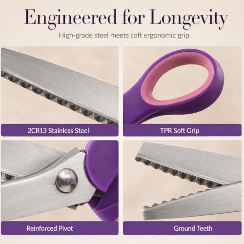 Pinking Shears, Sharp Serrated Stainless Steel Blades