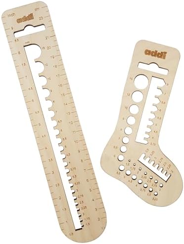 skacel by addi addiCalibro Needle Gauge Set, 2 Wooden Sizing Tools