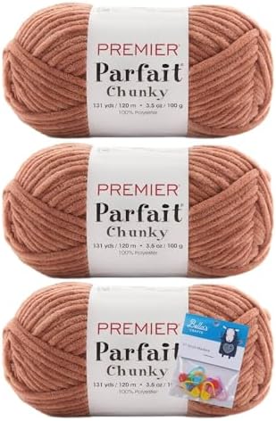 Premier Parfait Chunky Chenille Yarn 3 Pk Bundle with Bella's Crafts