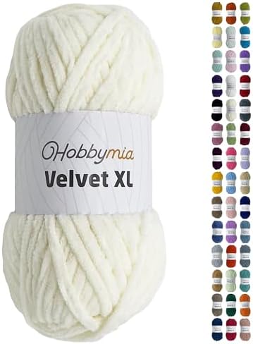 Velvet XL Chenille Yarn, Super Bulky, Eggshell