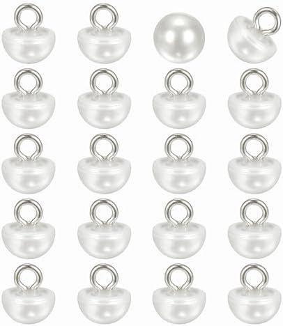 HARFINGTON 20pcs 12L Round Faux Pearl Buttons 7.5mm 2/8" Pearl White