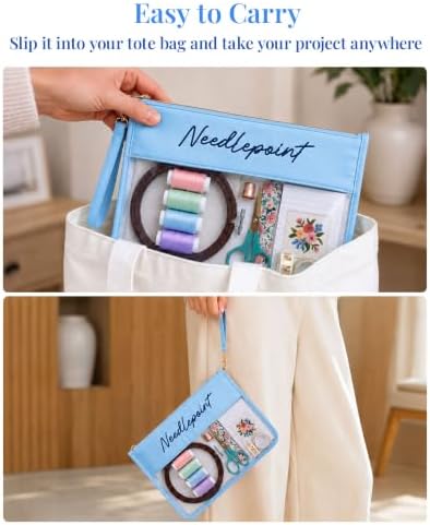 Needlepoint Project Bag, Nylon PVC, Blue