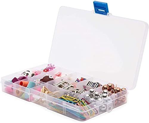 Juvale Clear Plastic Tackle Box - Adjustable 15-Compartment Bead