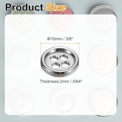 HARFINGTON 10pcs Metal Sewing Button, 10mm 4-Hole Round Suit Shirts