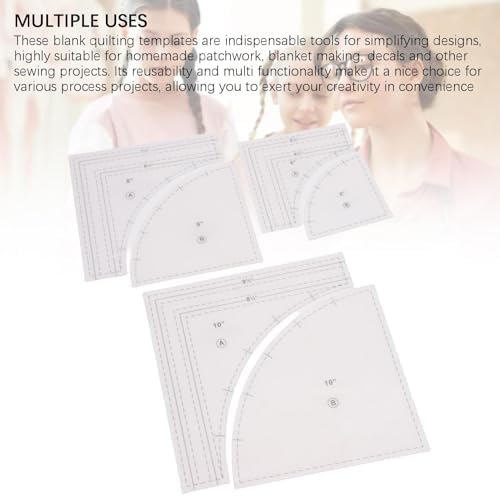 Acrylic Quilting Rulers Set, 10 8 6 Inch with 1/4 Seam Allowance