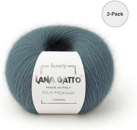 Lana Gatto Silk Mohair Yarn for Knitting and Crochet, 75% Kid Mohair