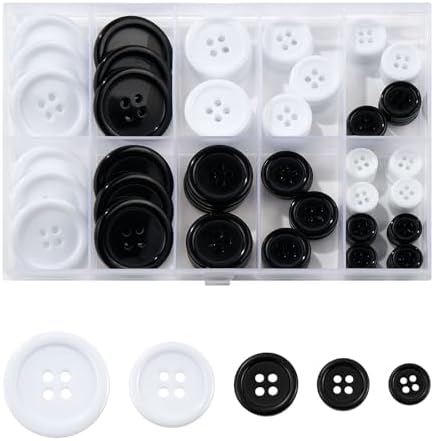 100 PCS Resin Button 4 Holes Round Craft 5 Sizes of Round Mixed