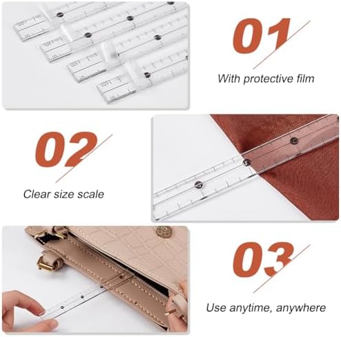 OLYCRAFT 4Pcs 4/6/8/10 Inch Acrylic Grid Ruler Quilting Template Ruler