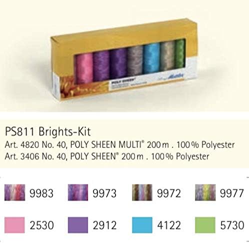 Mettler Polysheen Each 8 Colors Bright Colors Thread (Set of 1), 1500