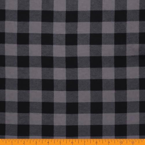 Mook Fabrics Buffalo Plaid Flannel [43in. Wide], Silver Cut by The