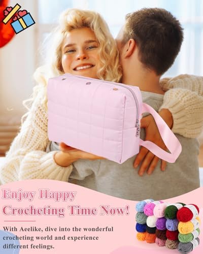 Aeelike Crochet Kit for Beginners Adults, Complete Yarn Kit, Pink