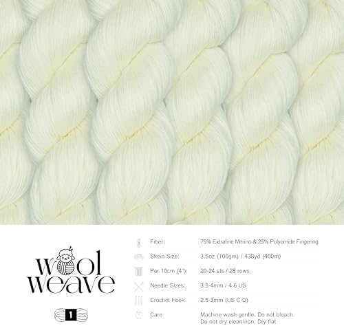 Woolweave Fingering Weight Yarn - Hand Dyed Sock Yarns, 75% Extrafine