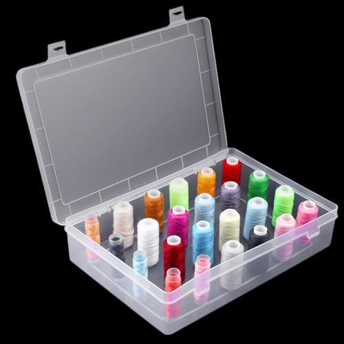 2-Pack Clear Thread Holder Organizer Boxes, Stackable Sewing Storage