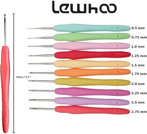 10pcs Small Size Lace Crochet Hooks (0.5~2.75mm), Small Ergonomic