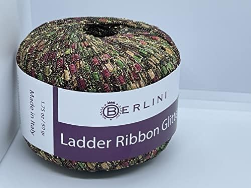 Berlini Ladder Ribbon Glitter Yarn - 50 Grams (1.75 Ounces), 142 Yards