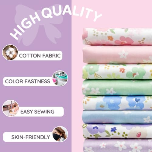 Aubliss 8pcs 100% Cotton Fat Quarter Fabric Bundles