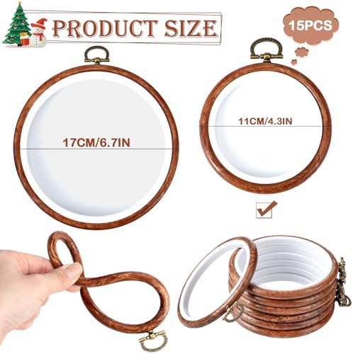 Burbell 15 Pcs 4 Inch Round Embroidery Hoops Frame
