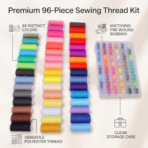 Cryfokt 48 Colors Sewing Thread Kit with Prewound Bobbins