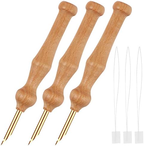 Wooden Handle Embroidery Pens, BENBO 3PCS Yarn Sewing Embroidery Punch