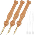 Wooden Handle Embroidery Pens, BENBO 3PCS Yarn Sewing Embroidery Punch