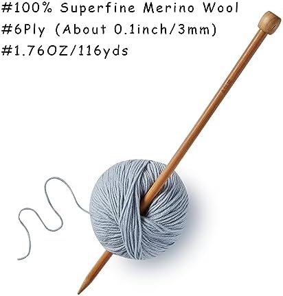 100% Merino Wool Yarn, 6-Ply Luxurious and Soft Yarn for Hand Knitting