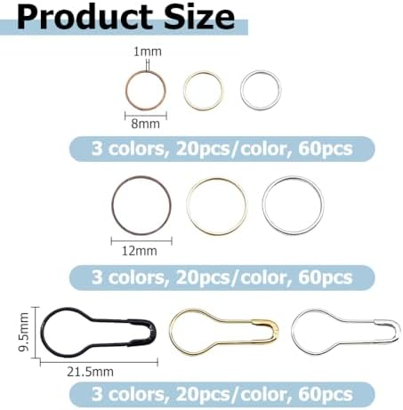 Hobbspring 180Pcs Metal Stitch Markers Kit with Rings and Pins for