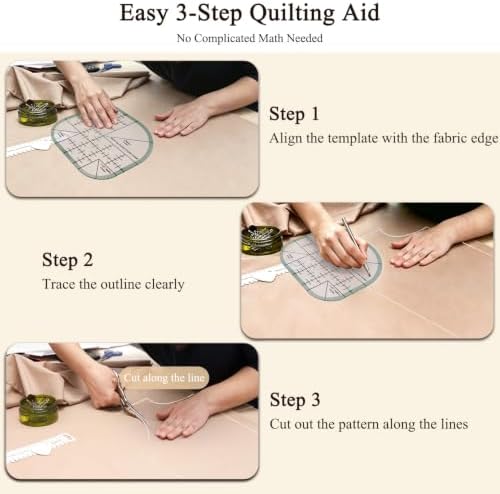 3 PCS Clear Acrylic Sewing Templates Box & Radius Corner Quilting